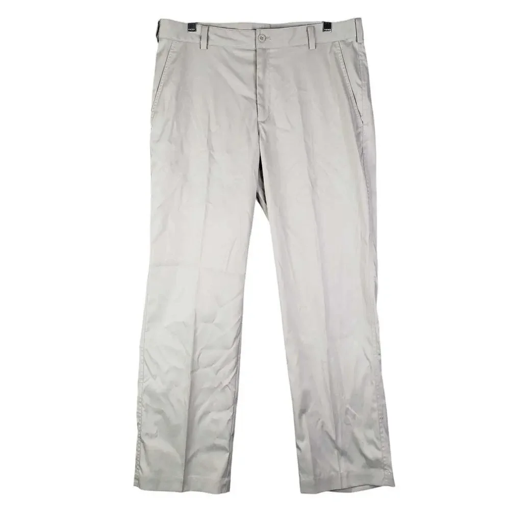 Nike Dri-Fit Golf Pants 34X30 Khaki Tan Flat Front Chino Straight Performance